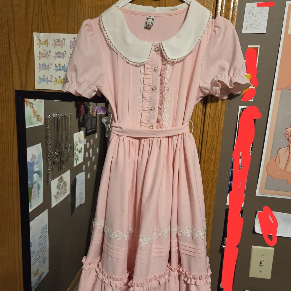 Lolita Pink and White Ruffled Dress